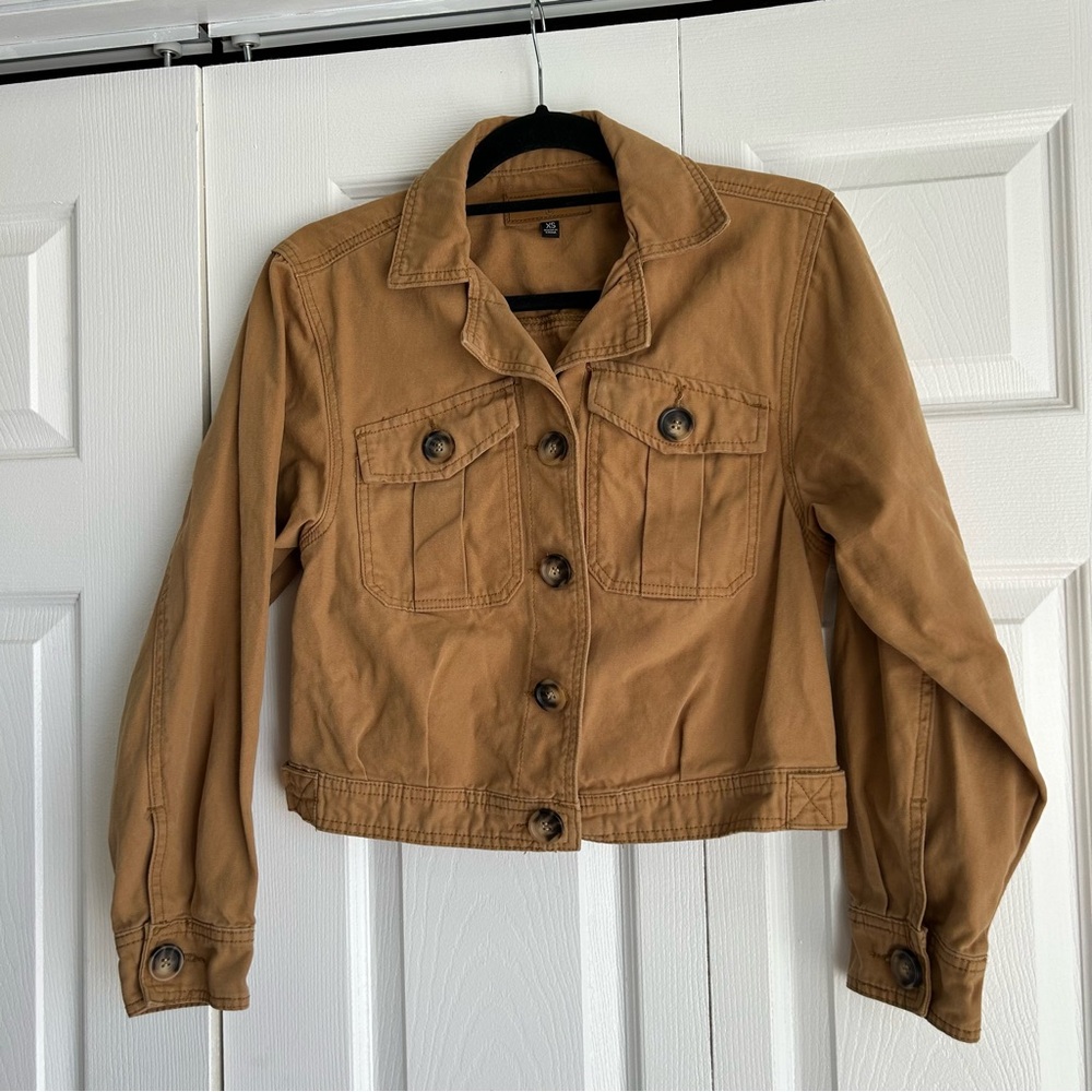 Blank NYC Tan Brown Cropped Utility Jacket